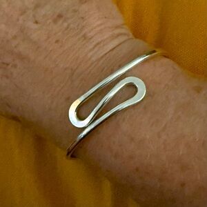 Modernist Cuff Bracelet Sterling Silver Plated Handmade
